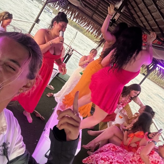 Bachelorette cruise essentials aboard a boat in Naples, Florida