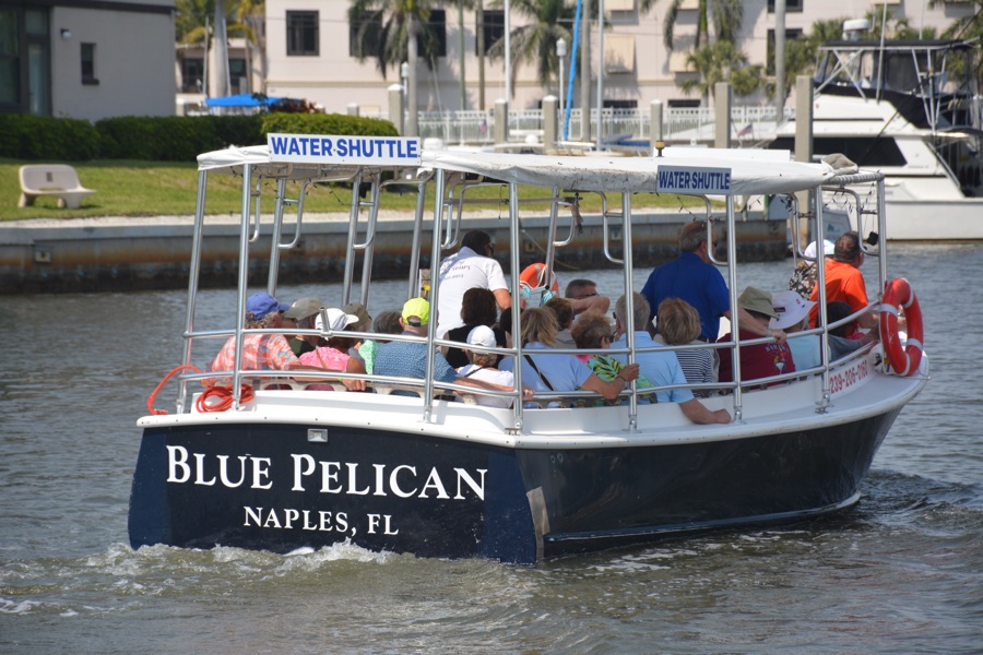 A waterfront restaurant in Naples accessible by boat, Florida